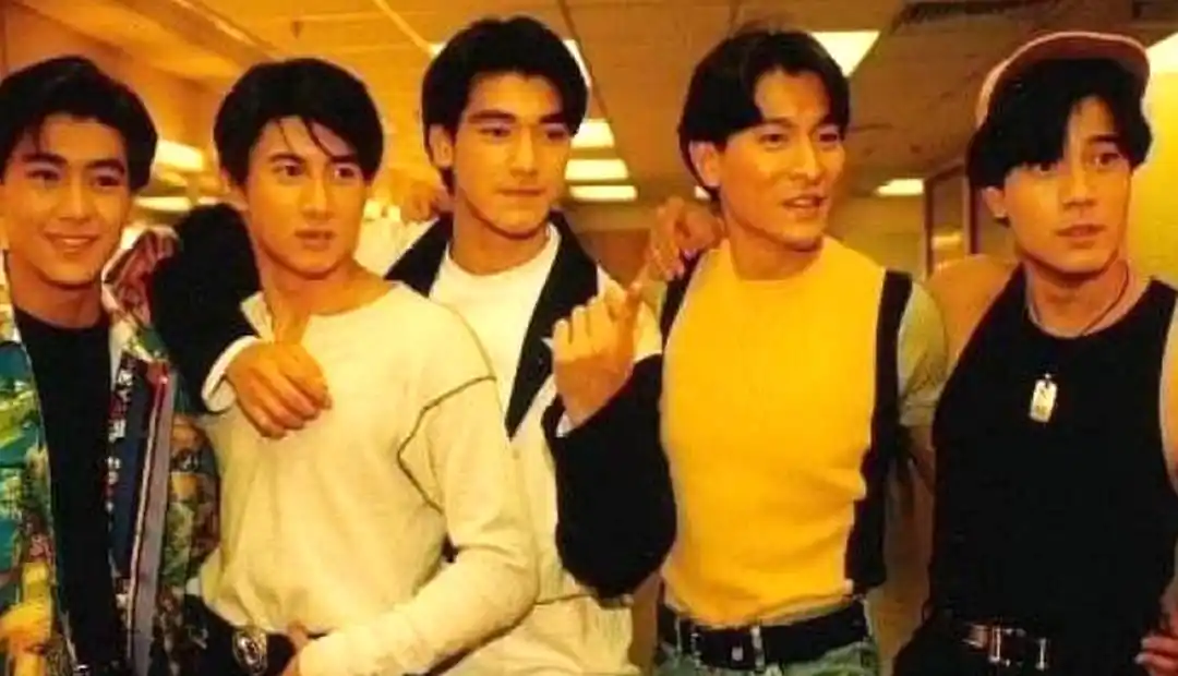 林志颖四大天王合照,张学友表情严肃,郭富城发型同款亲如兄弟!