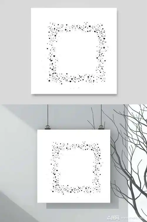 极简黑白墨点方形框设计素材