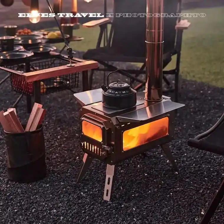 户外露营柴火炉围炉煮茶烤火取暖.#围炉煮茶 #烤火炉 #好物 - 抖音