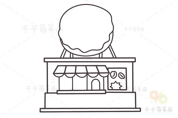 甜品店简笔画亲子一起画