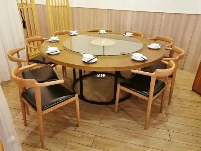 中餐厅湘菜馆川菜店餐饮家具实木餐桌椅圆桌