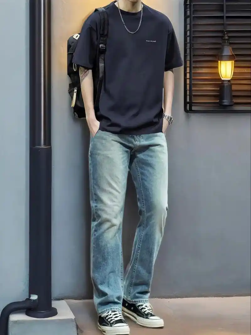 男士直筒水洗牛仔裤,潮男必备!