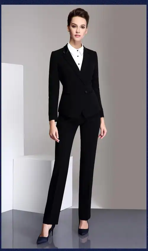 修身西装套裙商务经理正装简约通勤职业装女面试西服黑套裤定制系列