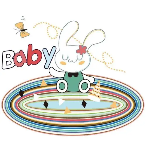 印花矢量图 卡通动物 兔子 英文 色彩 免费素材