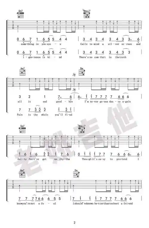 careless whisper吉他谱 无心快语吉他六线谱 完整版2