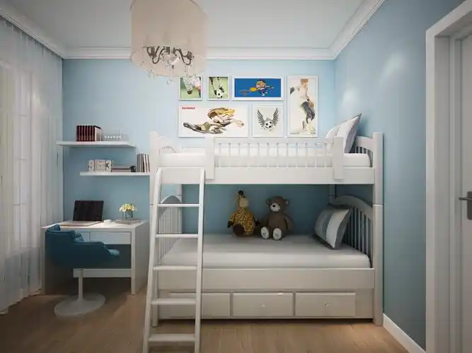 天蓝色是小男孩的最爱,仿佛伟大航海世界,小小学习区满足小学生需求