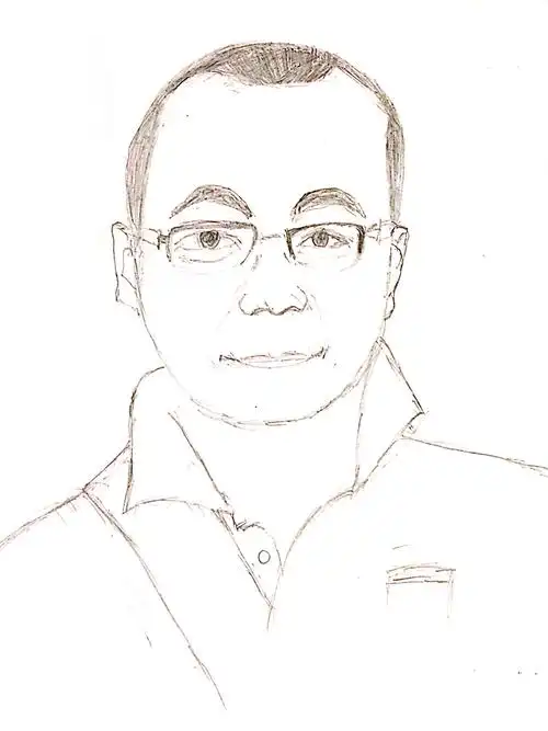 按照真人照片画的第一张肖像画