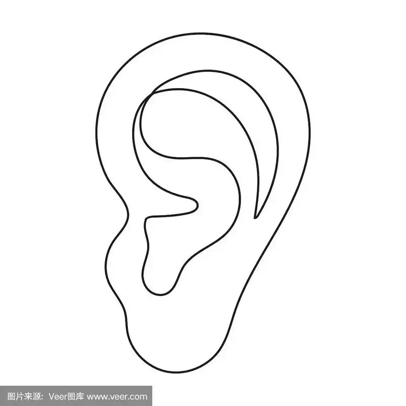 耳朵图标在轮廓风格孤立的白色背景.身体符号股票矢量插图的一部分.