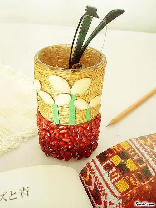 南瓜子笔筒的废物利用的创意制作图解教程_废物利用_手工制作大全