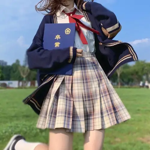 现货人间忽晚三七家原创正统jk制服百褶裙短裙学生校服
