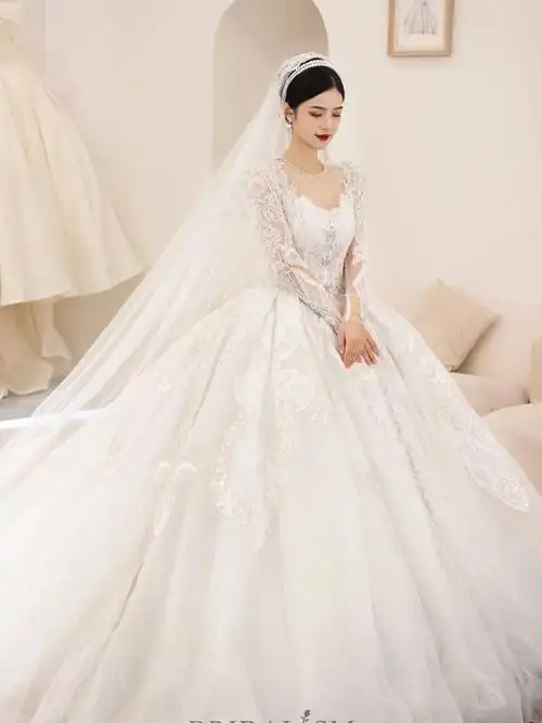 极致优雅的蕾丝长袖婚纱孝感婚纱礼服