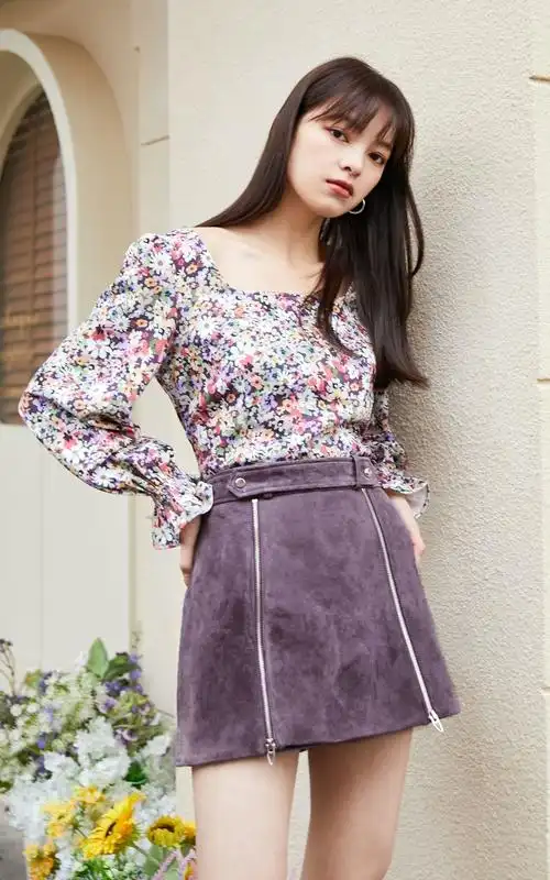 vero moda2021春季新款ins风猪剖层皮革短裤321111002 e37苍紫色 155