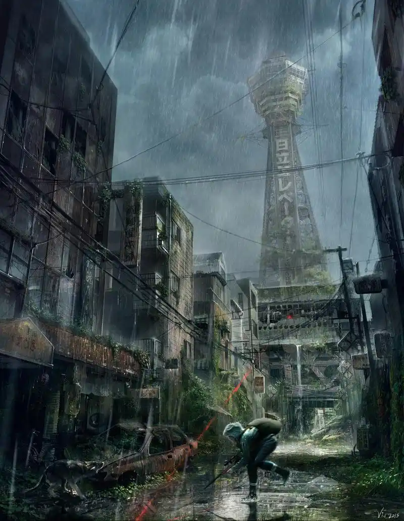 一组末世风格的废墟场景插画作品!透露出的是深深的绝望!