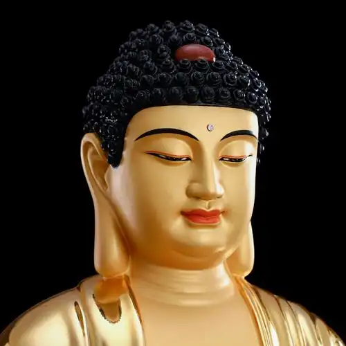 台湾纯铜鎏金释迦牟尼佛像家居供奉大日如来三宝摆件