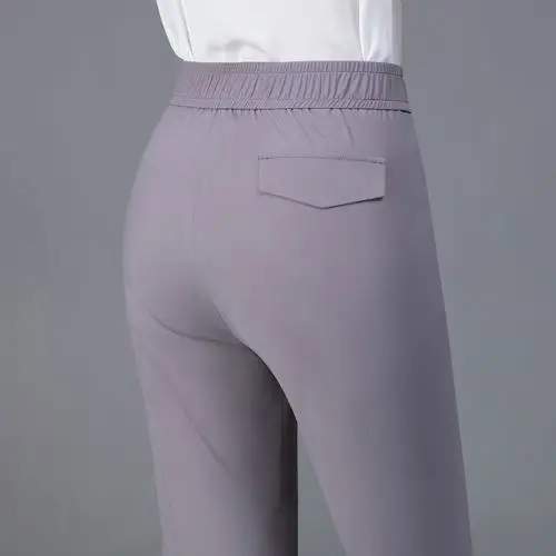 2020小脚女士九分夏季免烫冰丝女裤休闲气质休闲裤