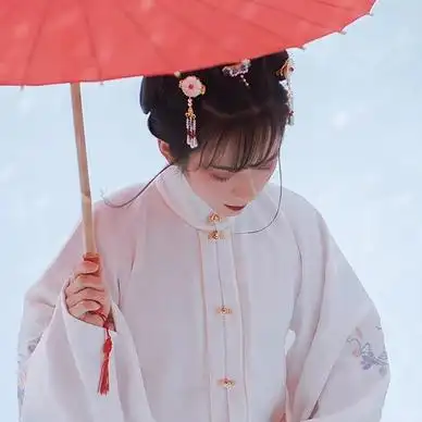 白衣白雪带伞女生头像唯美古风真人头像