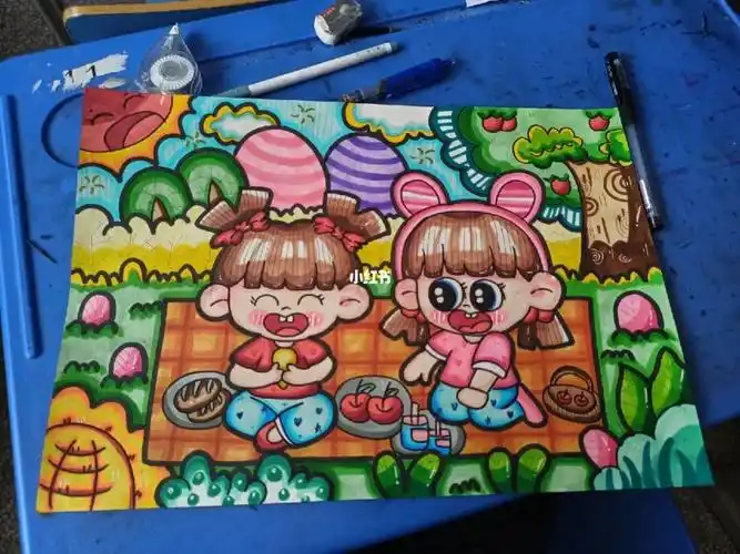 《春天来了》《快乐的假期》都93#春天  #野餐  #儿童画  #简笔画