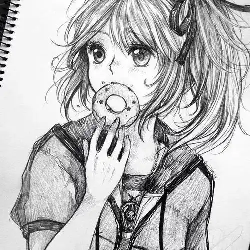 灵动的卡通动漫人物黑白铅笔手绘插画2