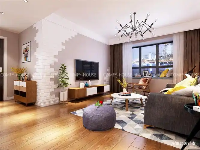 2018103平米三居客厅北欧装修图片-土巴兔装修效果图