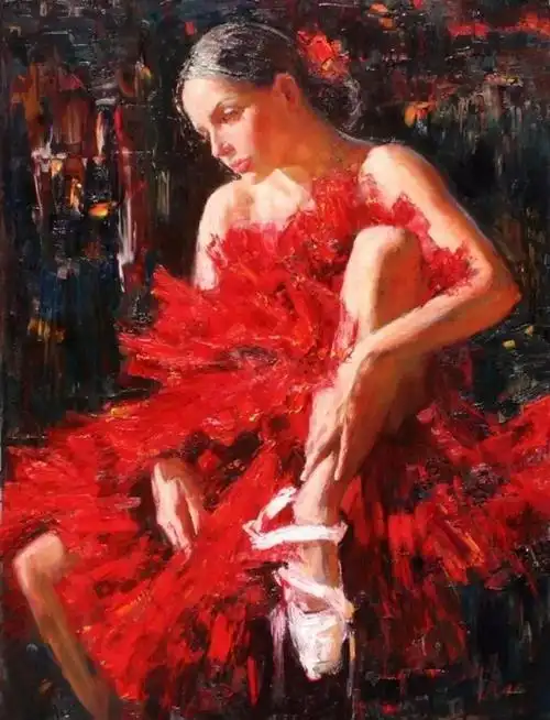 俄罗斯女画家的舞蹈人物画热烈而奔放