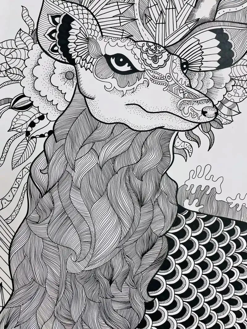 黑白线描-鹿 喜欢这样的点线面吗?线也是很美的轨迹#手绘 # - 抖音