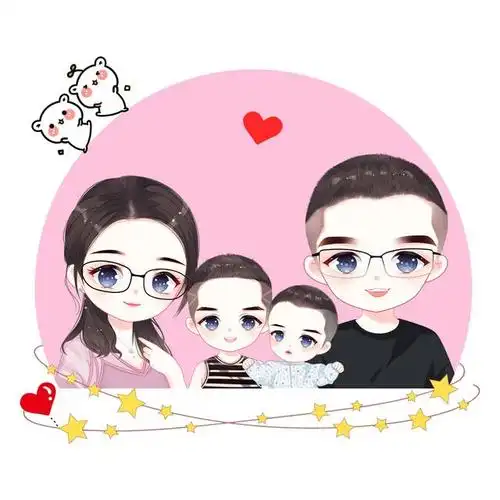 一家四口头像,幸福都藏在头像中,温馨又有爱