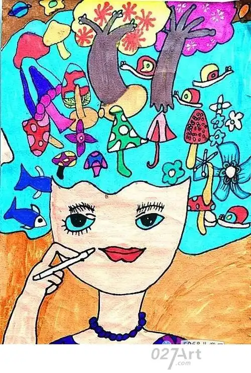 小朋友们带来的两幅儿童绘画等级考试中出现的优秀作品就非常的有创意