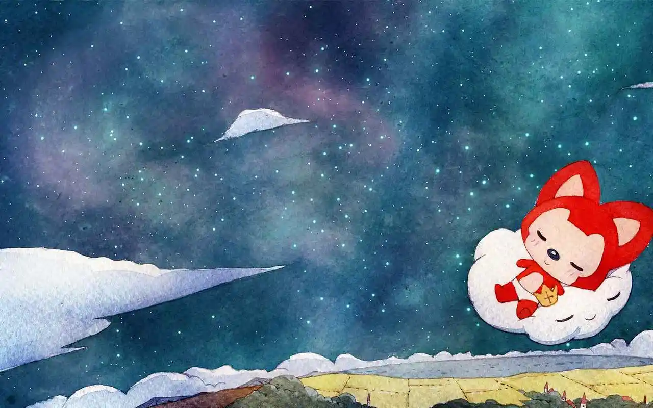 阿狸手绘水彩唯美壁纸精选高清大图预览1600x900_卡通动漫下载_美桌网