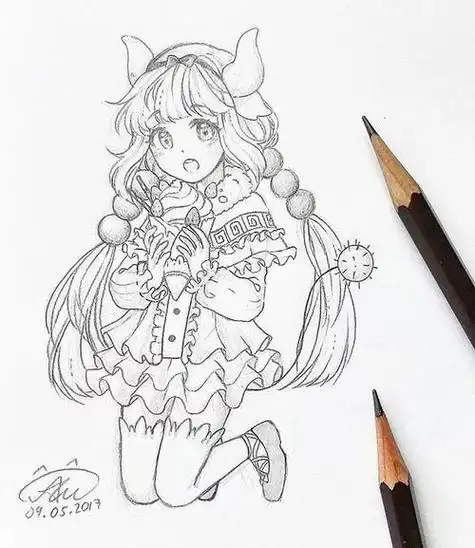 漫画人物少女简笔画女生有颜色