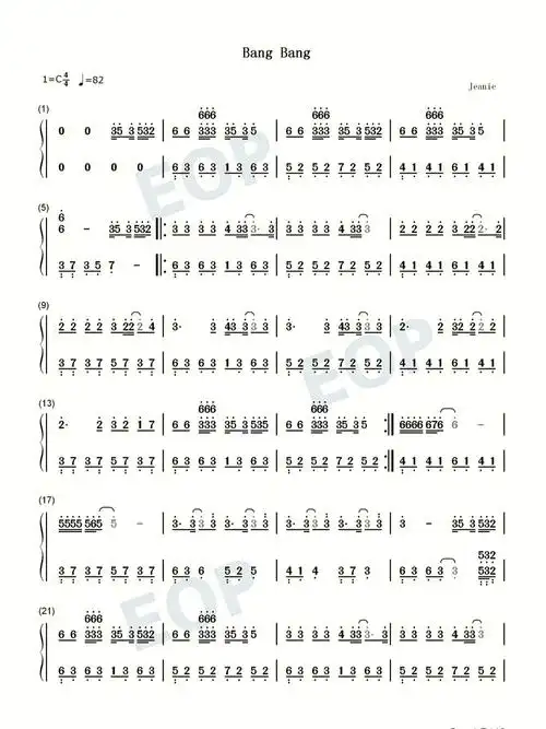 邓紫棋新歌bangbang双手简谱五线谱