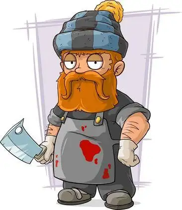 手绘素材屠夫手上的菜刀