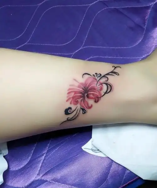 脚踝彼岸花_纹身图案手稿图片_陈建涛的纹身作品集