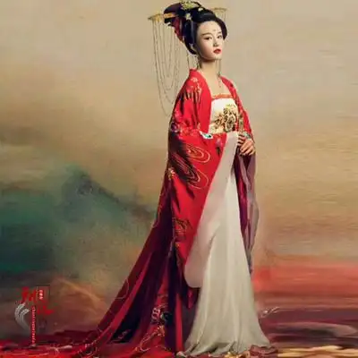 影视妖猫传同款古装唐朝皇后服拖尾汉服红色襦裙杨贵妃古装演出服