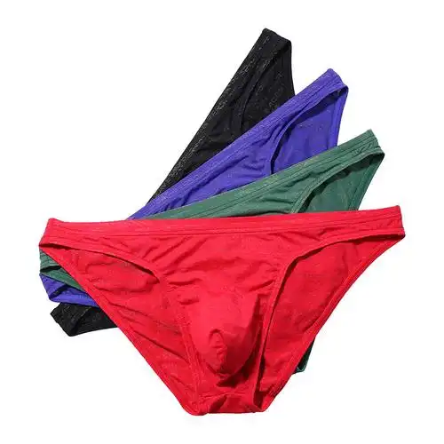 男士三角凸囊袋纯色性感低腰裤头2条短裤网纱男三角内裤