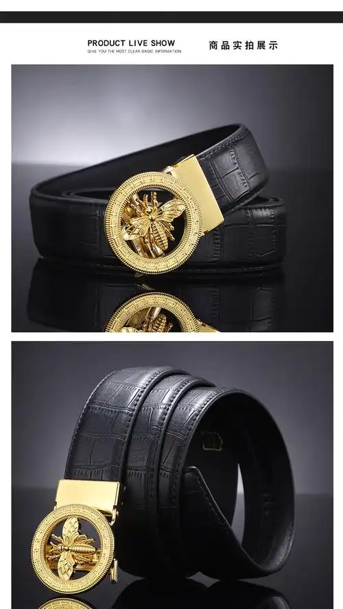 【代购定制价】古驰 gucci 男士皮带2022休闲小蜜蜂自动扣皮带商务