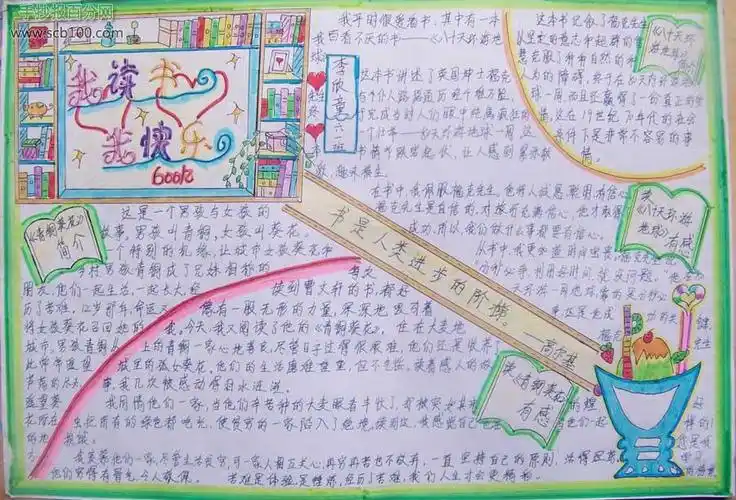 我读书我快乐8k手抄报图片