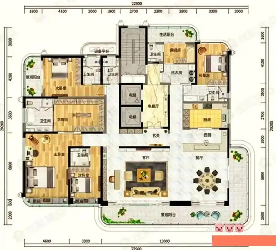 350平米的优雅大平层,流线型的质感