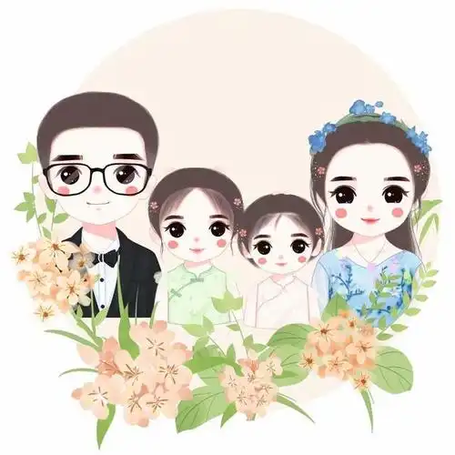 一家三口,四口头像手绘,有喜欢的吗?