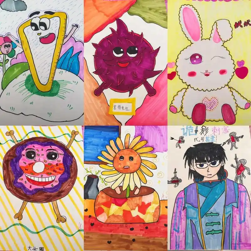 四年级美术下册《我画的动漫形象》 j就爱用添加法绘画动漫形象的同学