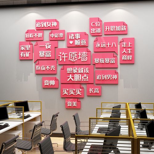 办公室装饰网红许心愿墙背景板公司企业文化团队氛围墙面贴纸创意