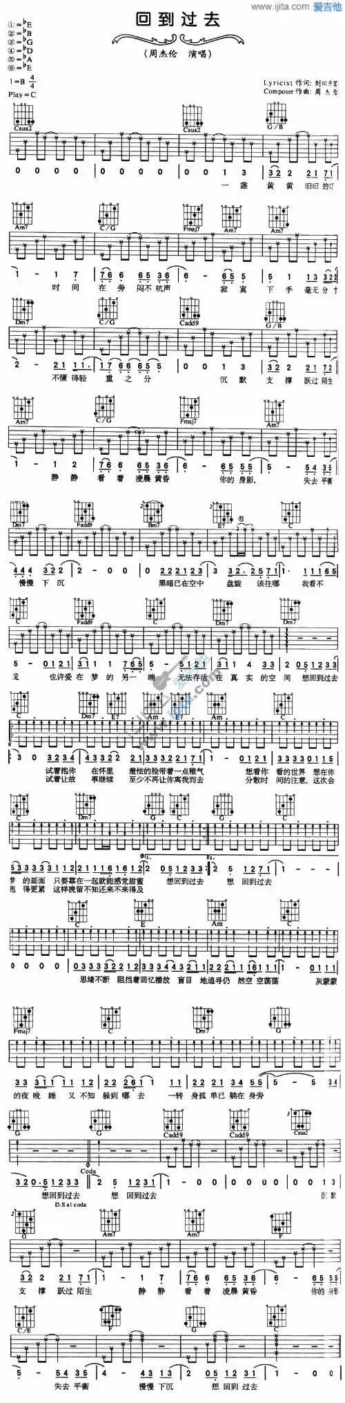 回到过去>的吉他谱