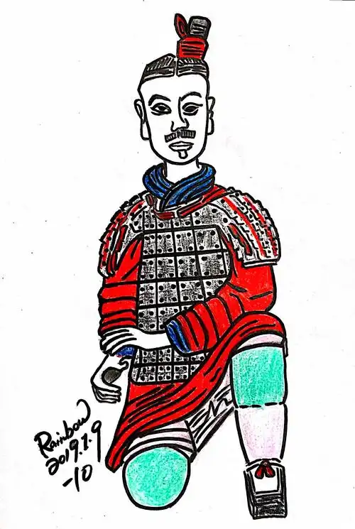 新年新画彩色兵马俑你喜欢吗