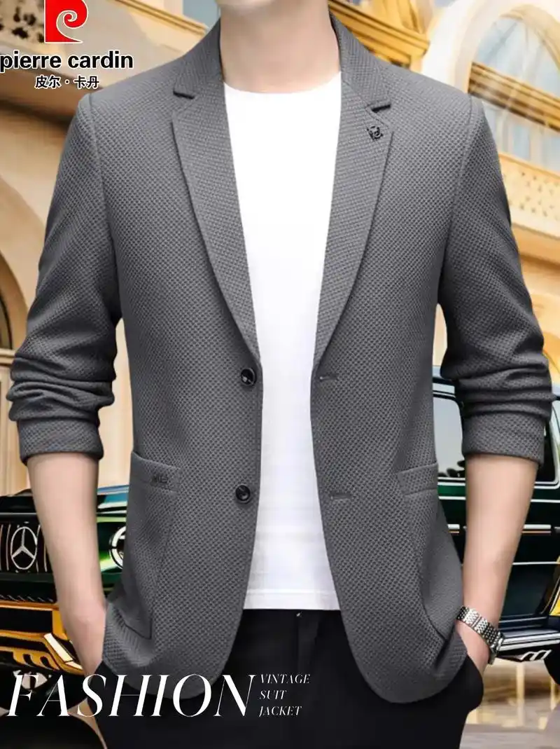 皮尔卡丹新款男士商务休闲百搭修身西服外套.帅哥们!