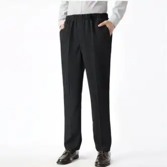 雅鹿爸爸裤子春秋男士休闲裤宽松松紧腰男裤中老年男装老人直筒长裤男