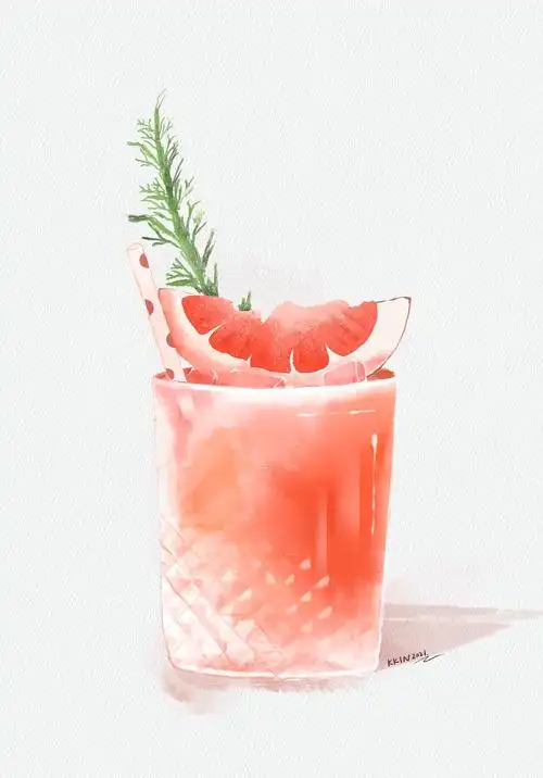 夏日饮品西柚水彩手绘|插画|创作习作|kkinchoi_原创作品-站酷zcool