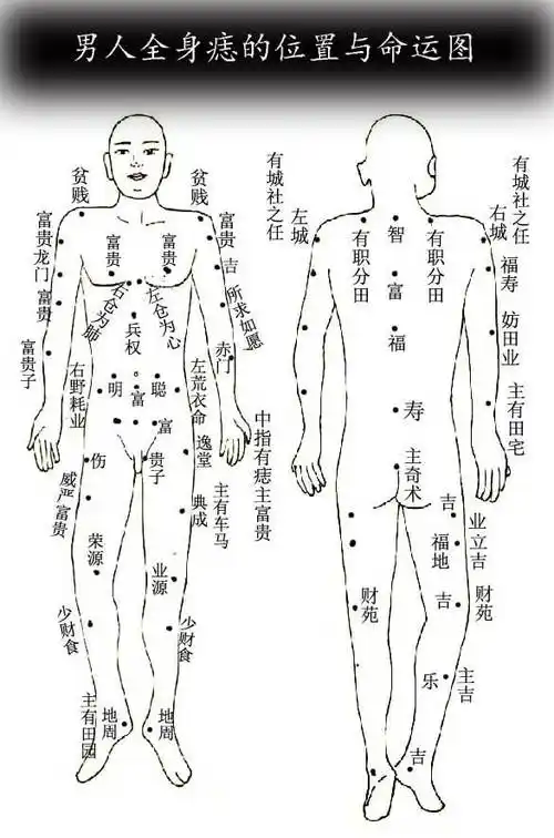 男人全身痣的位置与命运图