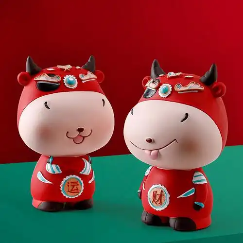 招财牛现代创意客厅装饰品家居小可爱牛年吉祥物摆件新年结婚礼物