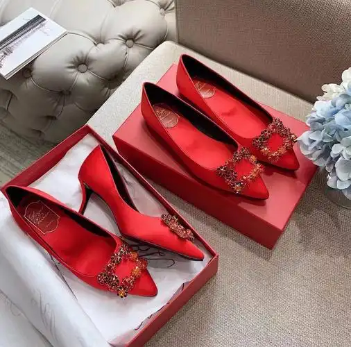 单鞋丝缎仙女款红色婚鞋喜庆红色高跟鞋