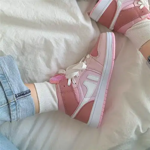 南衣库nyk 少女心樱花粉高帮鞋女秋季新款百搭球鞋学生休闲运动鞋潮