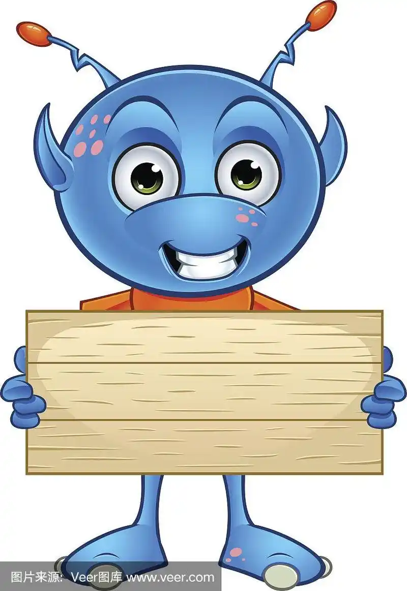 浅蓝色外星人-持有木制标志